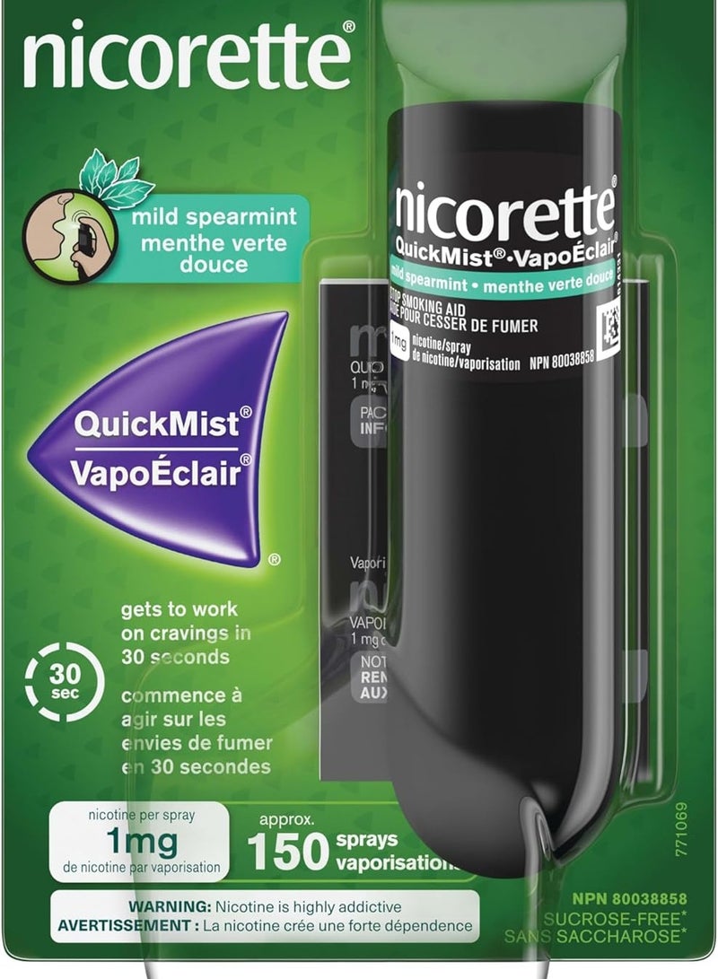 Nicorette Nicotine QuickMist Mouth Spray Mild Spearmint, 1mg, 150 sprays - Image 1