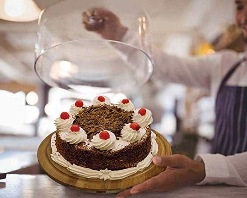 Fancy Palace Wooden Cake Stand with Acrylic Dome - Round Dessert & Cupcake Display Stand with Lid - Serving Cake Plate & Pastry Holder for Parties, Weddings & Home (Pack of 1) - Image 3