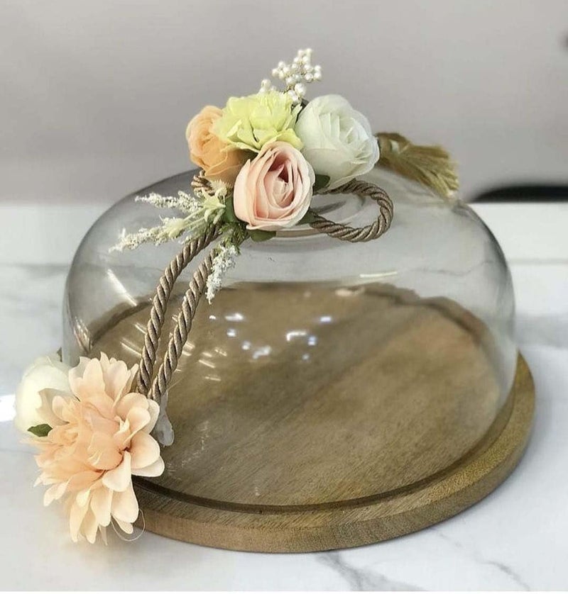 Fancy Palace Wooden Cake Stand with Acrylic Dome - Round Dessert & Cupcake Display Stand with Lid - Serving Cake Plate & Pastry Holder for Parties, Weddings & Home (Pack of 1) - Image 5