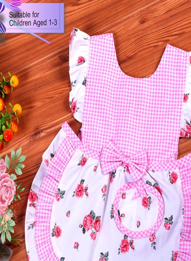 Love Potato Kids Aprons for Girls - Cute Gingham Apron with Pocket - Toddler Girl's Apron for Ages 1-3 Years, Pink, One size - Image 2