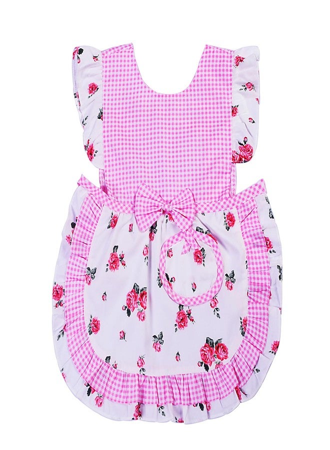 Love Potato Kids Aprons for Girls - Cute Gingham Apron with Pocket - Toddler Girl's Apron for Ages 1-3 Years, Pink, One size - Image 1