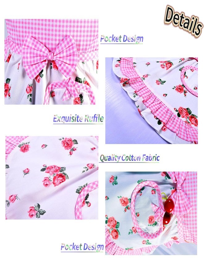 Love Potato Kids Aprons for Girls - Cute Gingham Apron with Pocket - Toddler Girl's Apron for Ages 1-3 Years, Pink, One size - Image 4