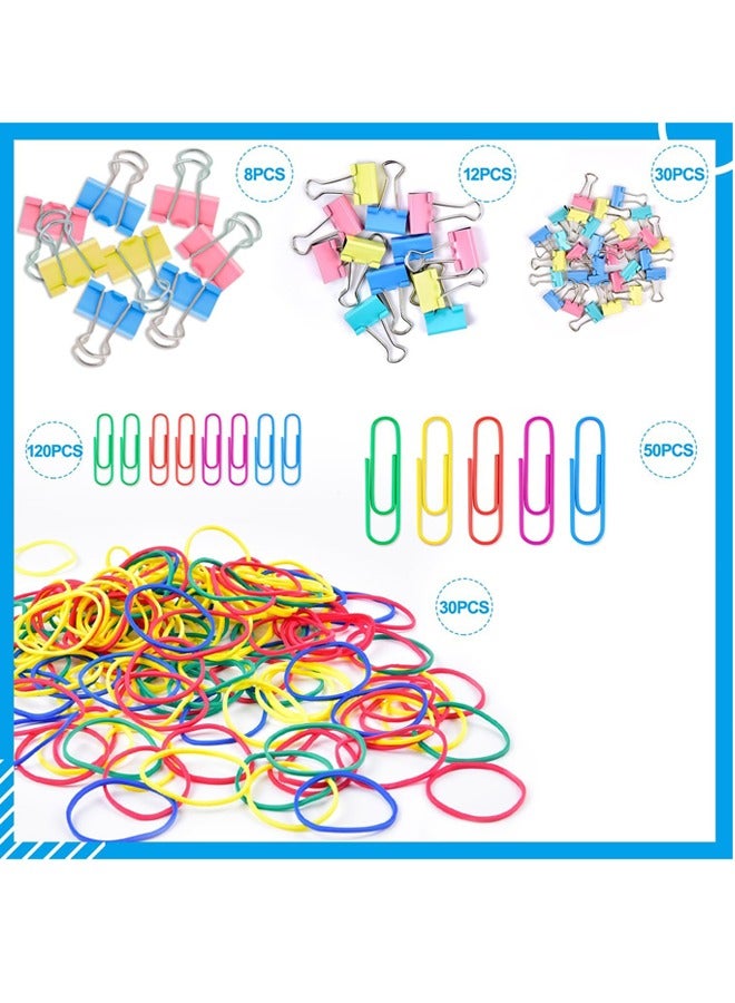 Generic Paper Clips and Binder Clips, 250 PCS, Assorted Colors Medium, Paper Clips, Rubber Bands, Assorted Binder Clips  - Image 2
