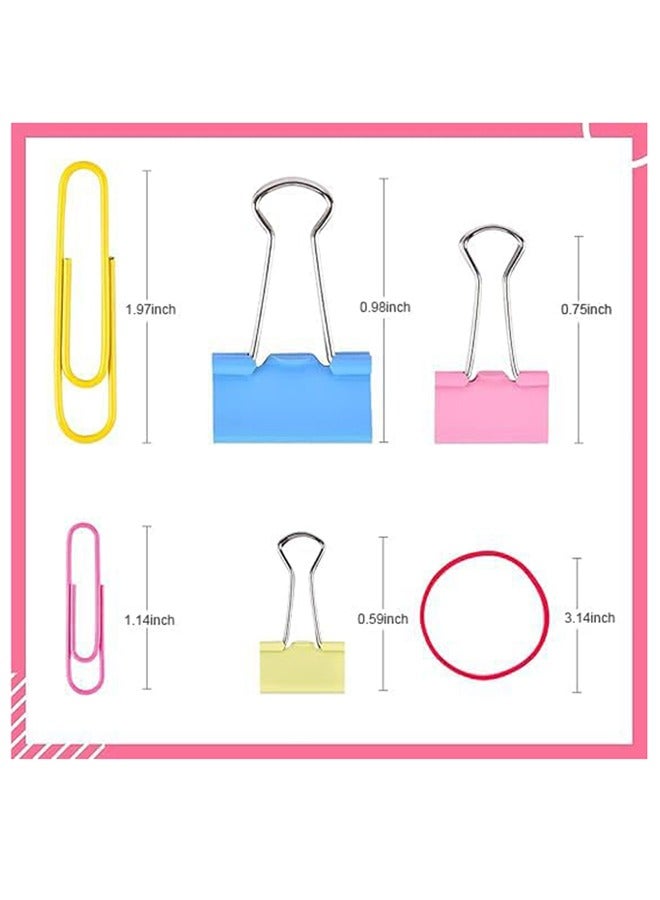 Generic Paper Clips and Binder Clips, 250 PCS, Assorted Colors Medium, Paper Clips, Rubber Bands, Assorted Binder Clips  - Image 3
