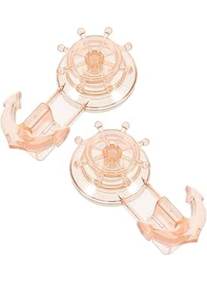 2Pcs Amber Suction Cup Hooks Rotatable Nautical Motif Strong Vacuum Hooks For Towel Robe Glass Door - Image 1