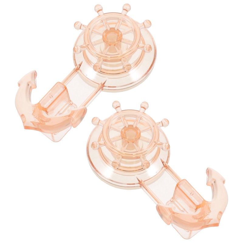 2Pcs Amber Suction Cup Hooks Rotatable Nautical Motif Strong Vacuum Hooks For Towel Robe Glass Door - Image 2