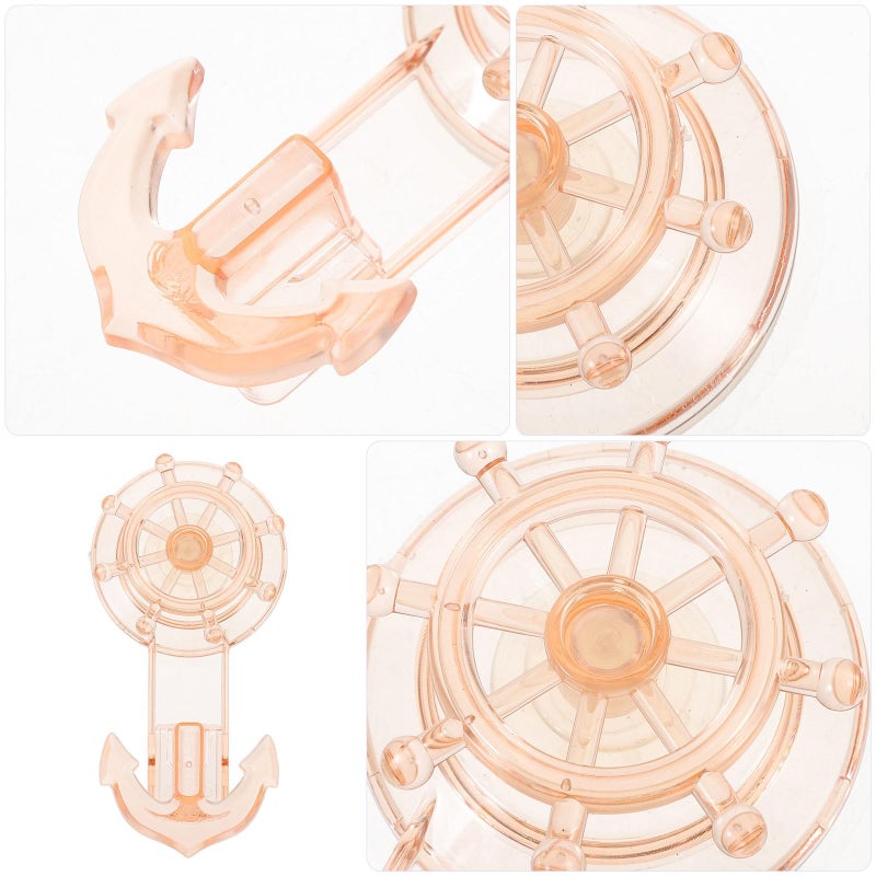 2Pcs Amber Suction Cup Hooks Rotatable Nautical Motif Strong Vacuum Hooks For Towel Robe Glass Door - Image 4