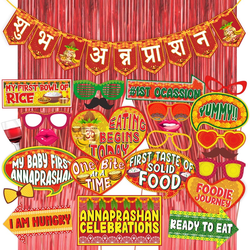 Wobbox Annaprashan Props, Subh Annaprashan Banner, Annaprashan Decoration Kit (26 Pc) (FP4446) - Image 1