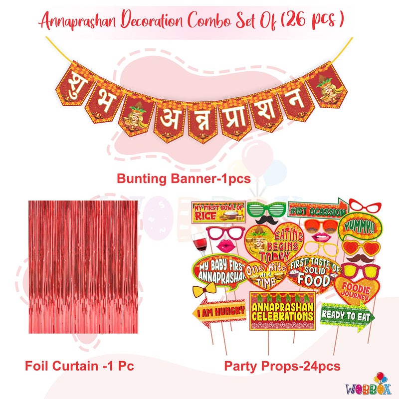 Wobbox Annaprashan Props, Subh Annaprashan Banner, Annaprashan Decoration Kit (26 Pc) (FP4446) - Image 2