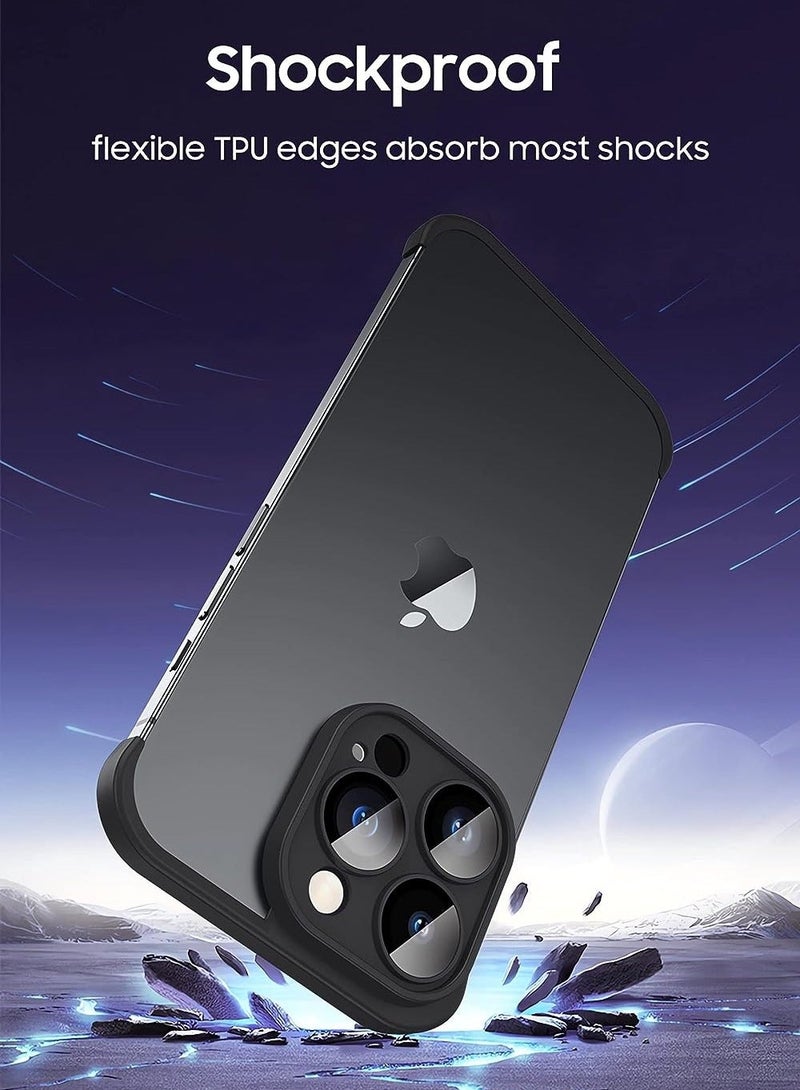 Y&D iPhone Case TPU Bumper, Compatible for 15 Pro with Thin Lens Protection Case, Frameless Four Corner Fall Mat, Slim Shockproof Soft Silicone Cover, 1Pcs, Black  - Image 4