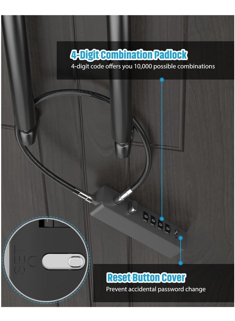 Combination Lock Cable Security Steel Cable Luggage Lock Weatherproof with Resettable Code, Braided Steel Coated Anti-Theft Cable Lock, Luggage Suitcase Gun Case Toolbox Helmet Gray 2.3Feet 5 mm - Image 1