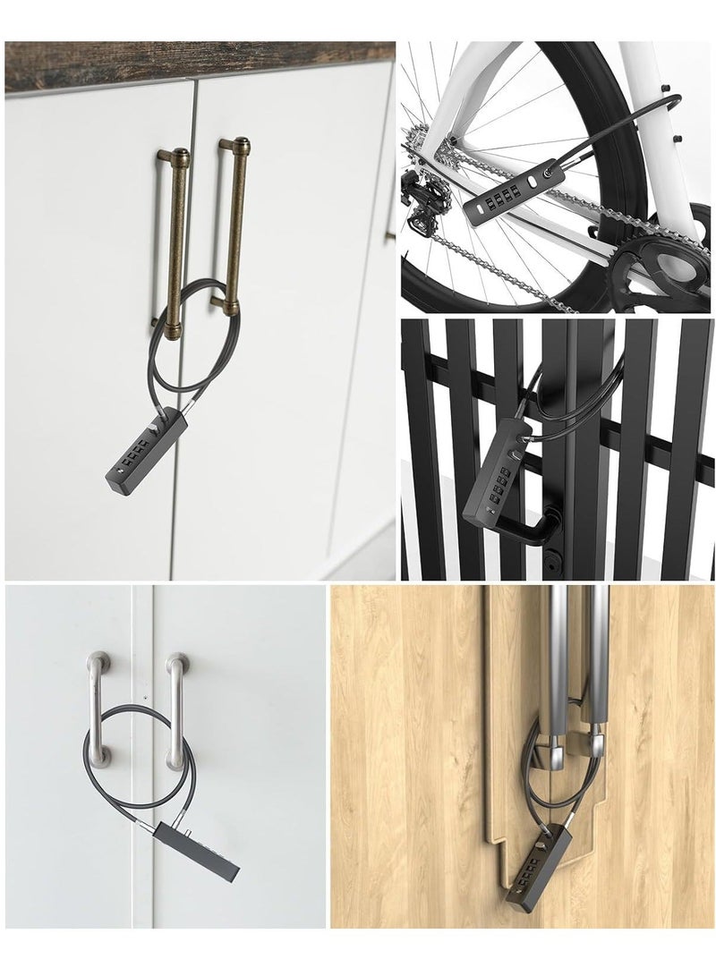 Combination Lock Cable Security Steel Cable Luggage Lock Weatherproof with Resettable Code, Braided Steel Coated Anti-Theft Cable Lock, Luggage Suitcase Gun Case Toolbox Helmet Gray 2.3Feet 5 mm - Image 5