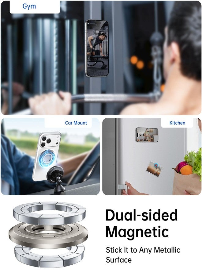SYNCWIRE Phone Ring Holder Grip for MagSafe, 360° Rotation Magnetic Cell Phone Grip Stand Two-Sided Magnetic Compatible with iPhone 17 16 15 14 13 12 Pro Max fits MagSafe Accessories - Image 4