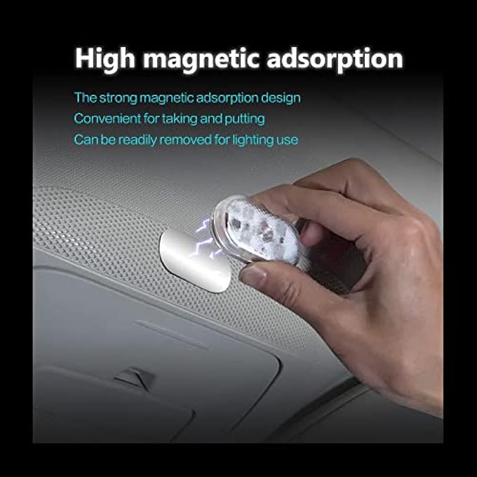 KASTWAVE Car Led Interior Touch Lights Portable Usb Rechargeable With 6 Bright Led Lamp Beads Emergency Lighting Purple - Image 5