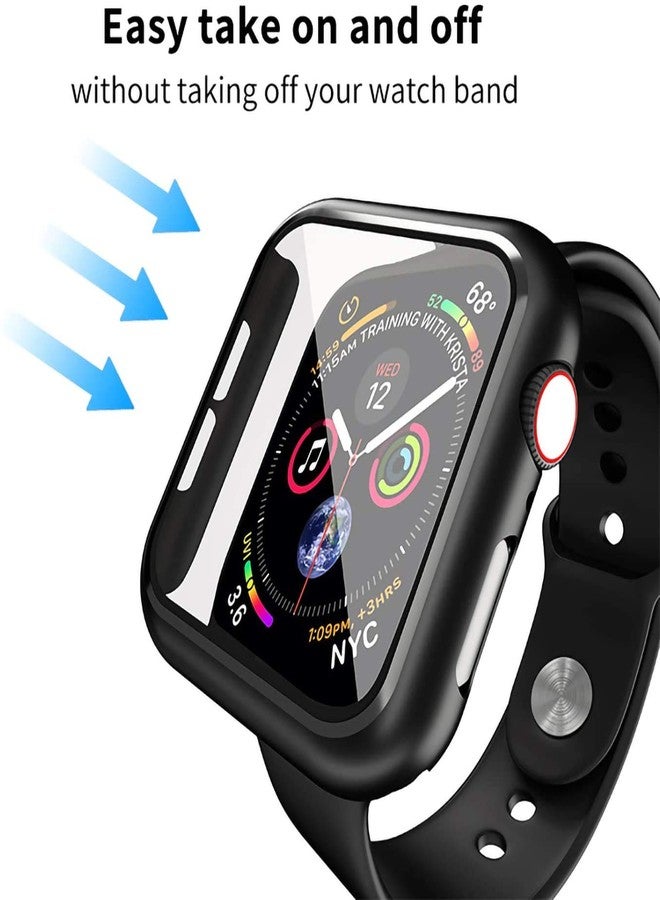 Smiling Case Compatible with Apple Watch SE 3 (2025)/ SE 2/ SE/Series 6/5/4 44mm with Built in Tempered Glass Screen Protector, Overall Protective Hard PC Case Ultra-Thin Cover- Black - Image 5