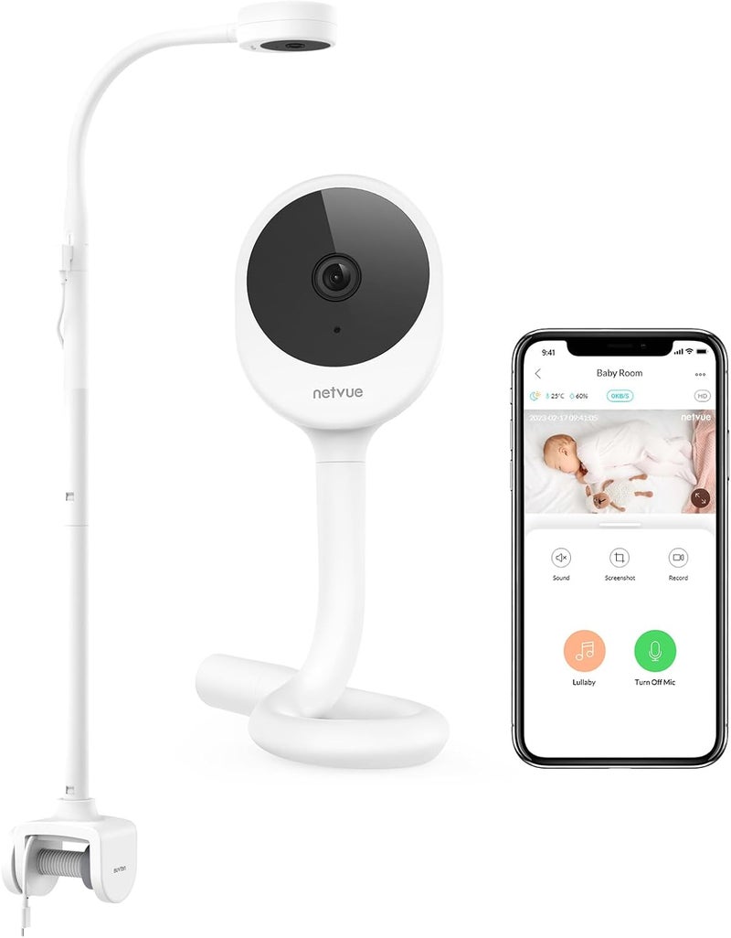 NETVUE Peekababy Baby Camera Monitor Wireless Baby Monitor with Camera  Audio 4in1 Crib Mount Smart App Sleep Analysis  TwoWay Talk White - Image 1