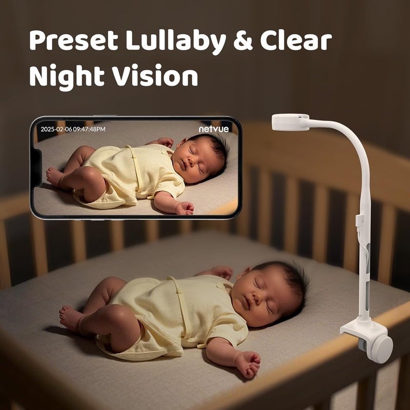 NETVUE Peekababy Baby Camera Monitor Wireless Baby Monitor with Camera  Audio 4in1 Crib Mount Smart App Sleep Analysis  TwoWay Talk White - Image 5