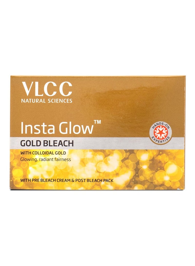VLCC Insta Glow Gold Bleach - 402g | With Colloidal Glow For Glowing Fairness | Skin Brightening Bleach | Perfect Skin Match, Reduces Facial Hair Visibility, Brightens Complexion. - Image 1