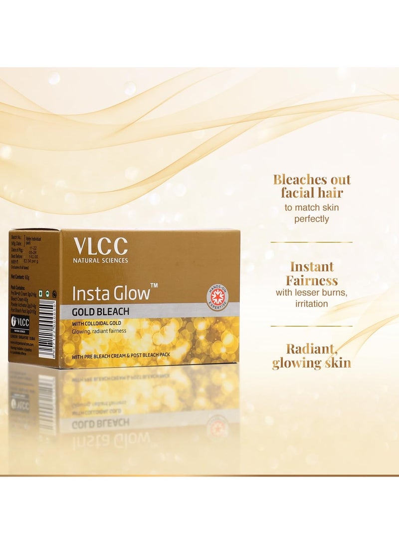 VLCC Insta Glow Gold Bleach - 402g | With Colloidal Glow For Glowing Fairness | Skin Brightening Bleach | Perfect Skin Match, Reduces Facial Hair Visibility, Brightens Complexion. - Image 4