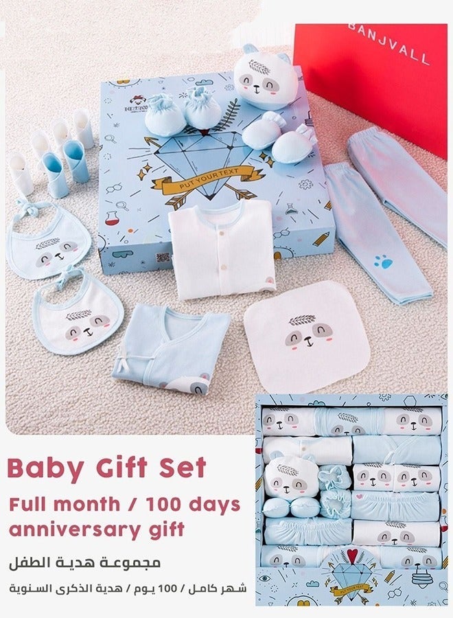 MIXDE 18 Pieces 100% Cotton Newborn Baby  Clothes Set Gift Box For Boys And Girls - Image 1