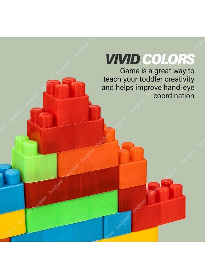 بيبي مكعبات بناء BAYBEE للأطفال 100 قطعة من البلاستيك، ألعاب مكعبات الألغاز للأطفال، ألعاب التكديس التعليمية للأطفال | ألعاب مكعبات البناء للأطفال من سن 2+ سنوات، متعدد الألوان - Image 4