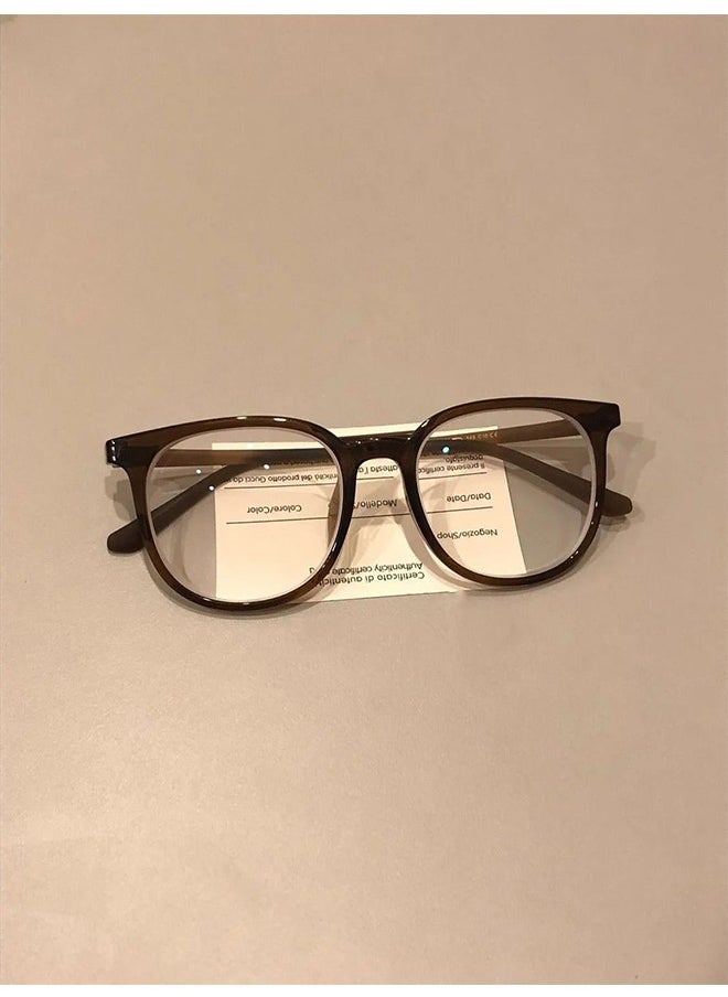 HAVEN Round Brown Glasses+Brown Contact Lenses，Yearly Prescription Colored Contact Lenses, Unisex Cosmetic Contact Lenses, Enlargement Collection, Dark Brown, With Case  - Image 3