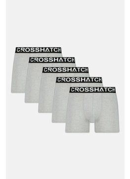 CROSSHATCH Men 5 Pieces Brand Logo Boxer Briefs, Grey  - Image 1