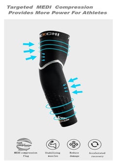 REXCHI Men's And Women's Compression Arm Sleeves Elbow Pads Breathable Moisture Wicking Basketball Outdoor Arm Protection Support  - Image 3