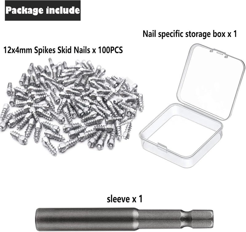 MaiMMaledy 100PCS Universal Tire Carbide Screw Spikes Skid Nails 12x4mm Anti-Slip for ATV/Car/Motorcycle/Bicycle Tires - Winter Emergency Aid - Enhance Grip on Snow Ice - Image 5