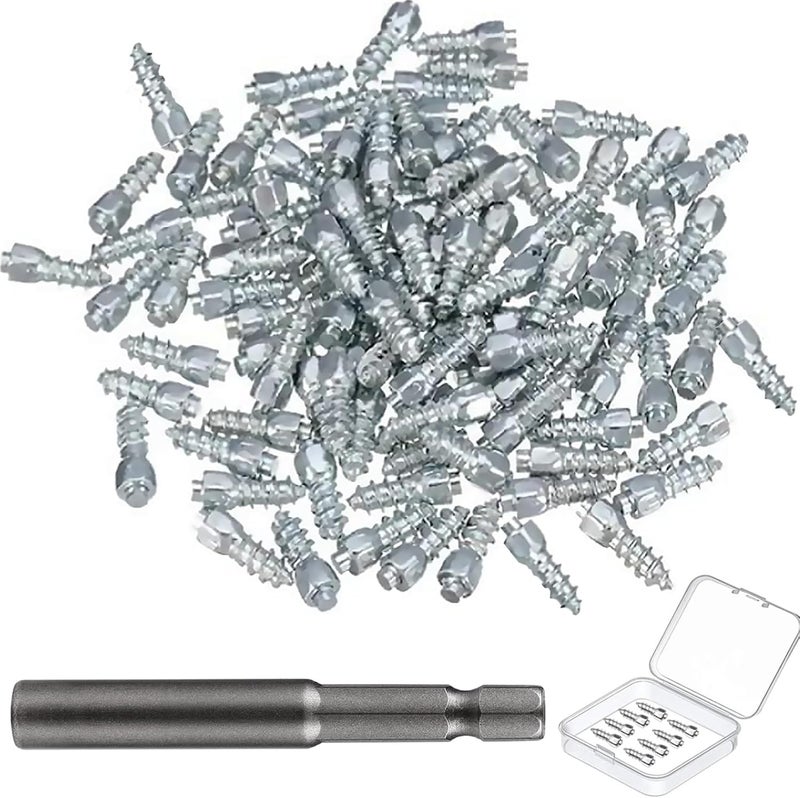 MaiMMaledy 100PCS Universal Tire Carbide Screw Spikes Skid Nails 12x4mm Anti-Slip for ATV/Car/Motorcycle/Bicycle Tires - Winter Emergency Aid - Enhance Grip on Snow Ice - Image 1