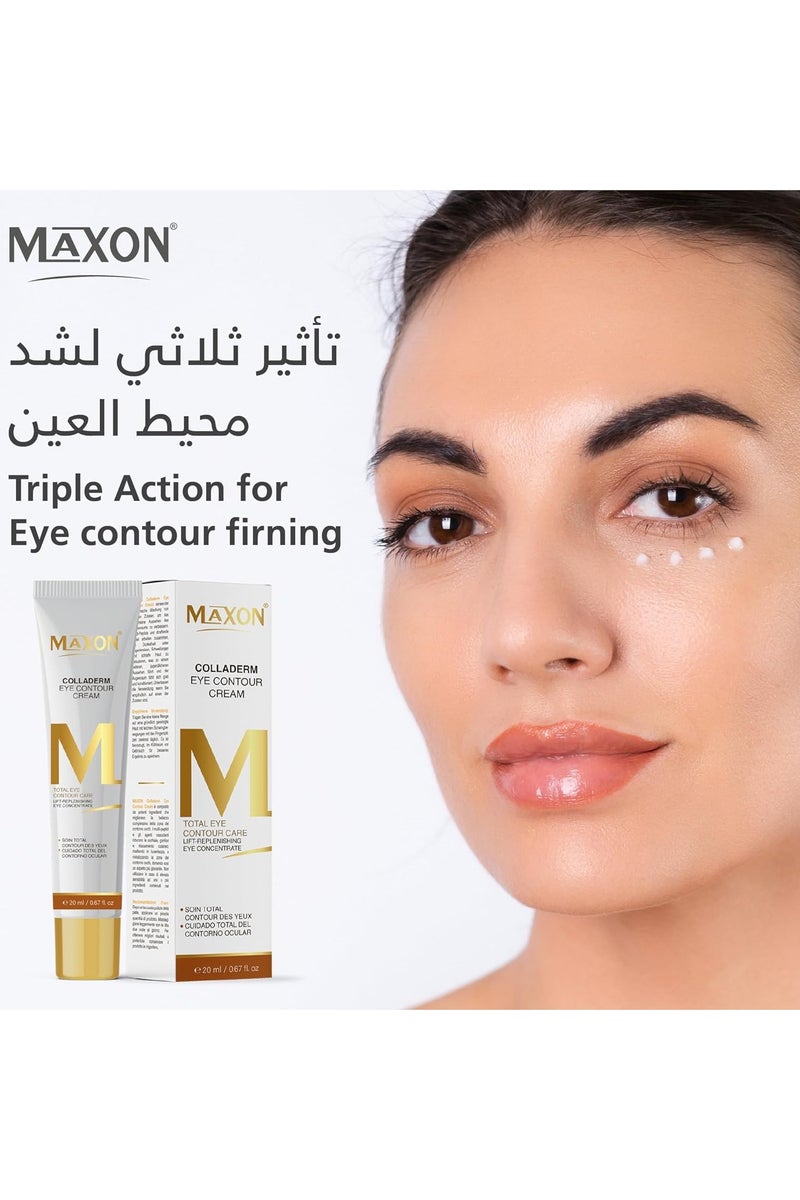 MAX-ON Colladerm Eye Repair Cream â Under Eye Treatment for Dark Circles & Puffiness with Caffeine & Hesperidin | Fragrance-Free â 20ml - Image 3