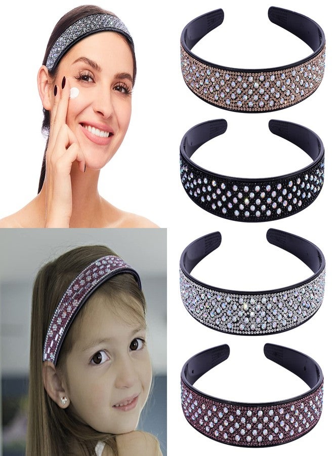 Cutewing Rhinestone Headbands for Women Crystal Sparkly Headband Fashion Teeth Comb Hairbands Non Slip Hair Hoop Bling Hair Accessories for Girls Ladies with 4PCS - Image 2