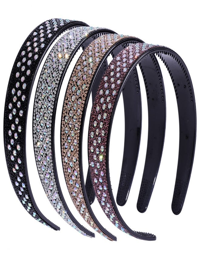 Cutewing Rhinestone Headbands for Women Crystal Sparkly Headband Fashion Teeth Comb Hairbands Non Slip Hair Hoop Bling Hair Accessories for Girls Ladies with 4PCS - Image 1