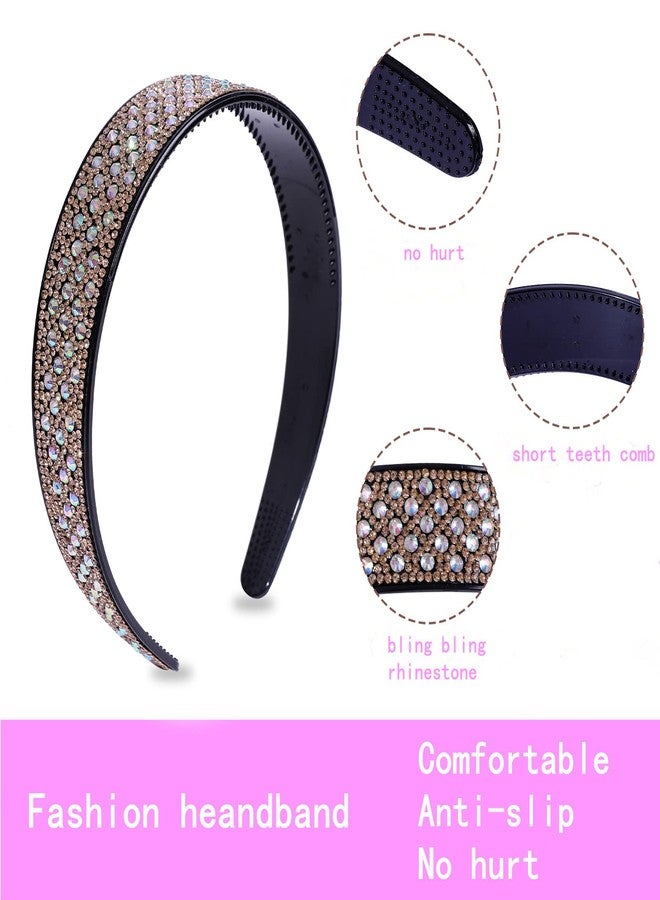 Cutewing Rhinestone Headbands for Women Crystal Sparkly Headband Fashion Teeth Comb Hairbands Non Slip Hair Hoop Bling Hair Accessories for Girls Ladies with 4PCS - Image 3