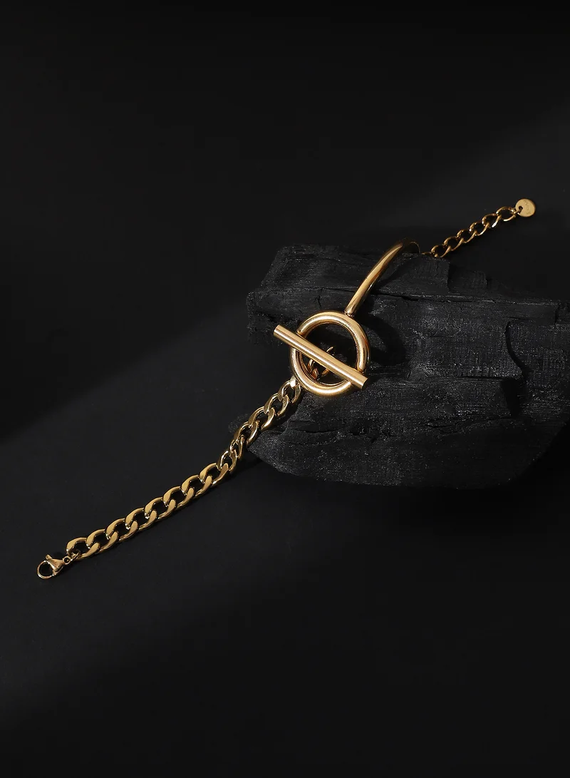 SOHI SOHI Women The Interlock-Bar Chain Bracelet | California  Colour | One-Size | Metallic Alloy Material | Lobster Clasp Closure | Bracelet For Casual & Evening Wear