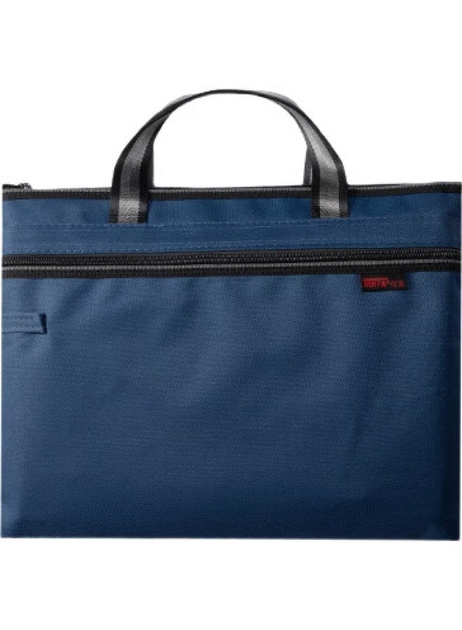 Trnfa Tn-4005 Blue Document Bag/Canvas Briefcase, Office Storage Item/Double-Layer Zipper Bag/Document Holder For Meetings And Training - Image 3