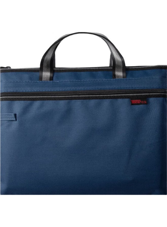 Trnfa Tn-4005 Blue Document Bag/Canvas Briefcase, Office Storage Item/Double-Layer Zipper Bag/Document Holder For Meetings And Training - Image 2
