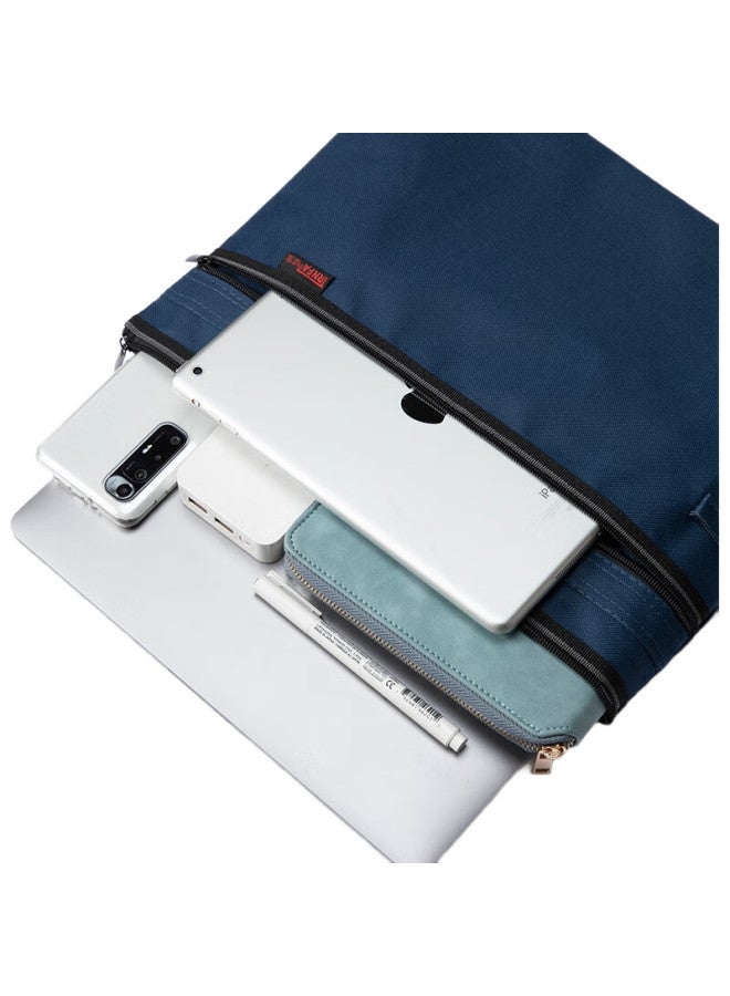 Trnfa Tn-4005 Blue Document Bag/Canvas Briefcase, Office Storage Item/Double-Layer Zipper Bag/Document Holder For Meetings And Training - Image 1