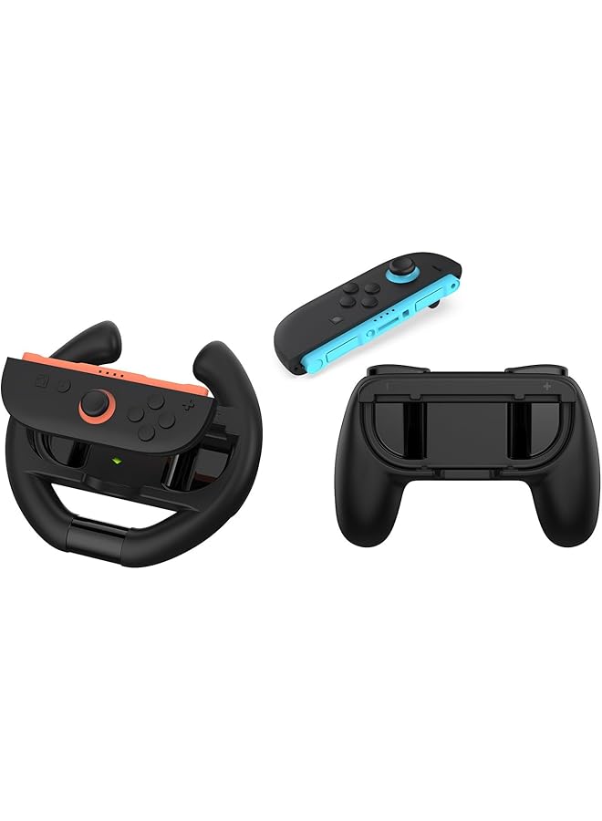 Grips And Steering Wheels For Nintendo Switch 2 Ergonomic Design 4 In 1 Switch 2 Accessories Bundle For Joy Con 2 Controllers - Image 3