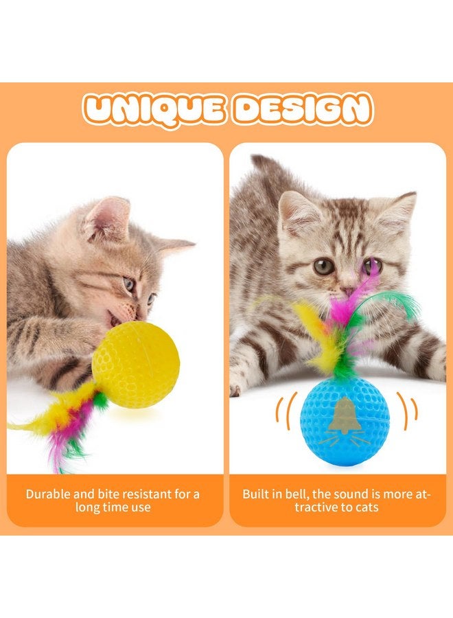 أيدوميك مجموعة من 15 كرة لعب قطط من IDOMIK، كرات إسفنجية ملونة للجولف، كرات ريش قطط، كرات بوم بوم تفاعلية للقطط الصغيرة لممارسة الرياضة، كرات مطاردة قفز ملونة زاهية، لعبة ترفيهية آمنة وغير سامة - Image 4