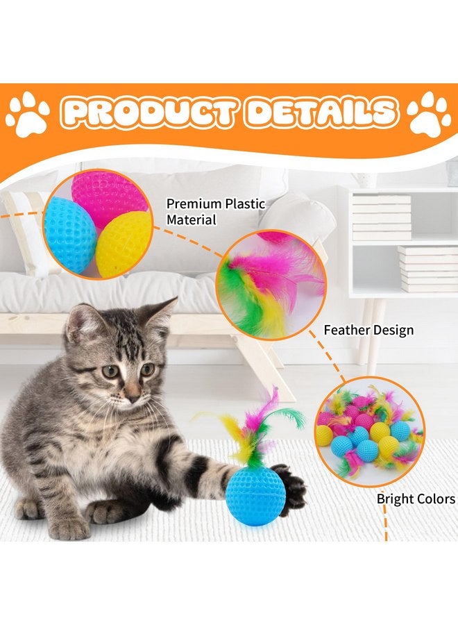 أيدوميك مجموعة من 15 كرة لعب قطط من IDOMIK، كرات إسفنجية ملونة للجولف، كرات ريش قطط، كرات بوم بوم تفاعلية للقطط الصغيرة لممارسة الرياضة، كرات مطاردة قفز ملونة زاهية، لعبة ترفيهية آمنة وغير سامة - Image 3