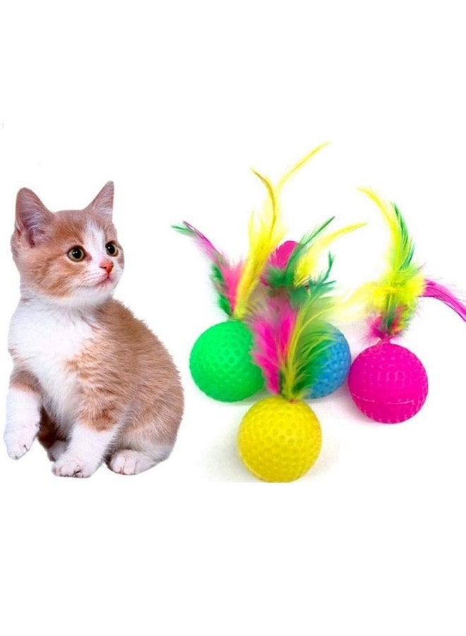 أيدوميك مجموعة من 15 كرة لعب قطط من IDOMIK، كرات إسفنجية ملونة للجولف، كرات ريش قطط، كرات بوم بوم تفاعلية للقطط الصغيرة لممارسة الرياضة، كرات مطاردة قفز ملونة زاهية، لعبة ترفيهية آمنة وغير سامة - Image 1
