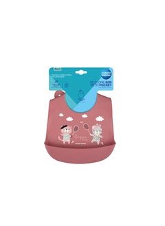 Canpol babies Canpol babies Silicone Bib with Pocket BONJOUR PARIS dark red  - Image 1