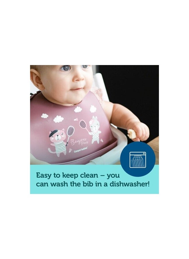 Canpol babies Canpol babies Silicone Bib with Pocket BONJOUR PARIS dark red  - Image 3