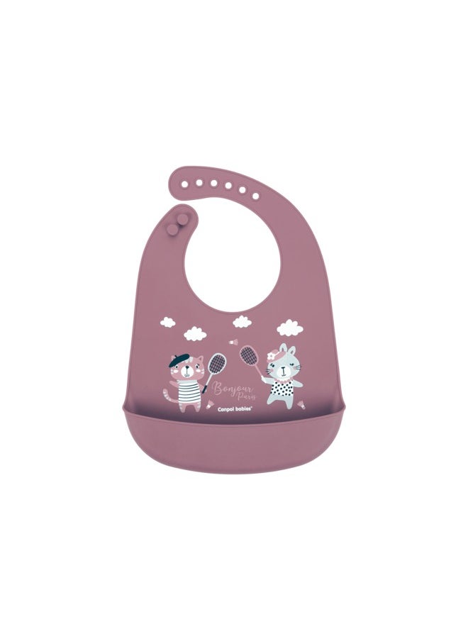 Canpol babies Canpol babies Silicone Bib with Pocket BONJOUR PARIS dark red  - Image 2