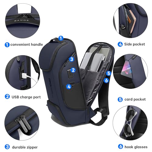BANGE Business Laptop Smart backpack Can Hold 15.6 Inch Laptop Commute Backpack Carry on bag for men and women (Blue) - Image 4