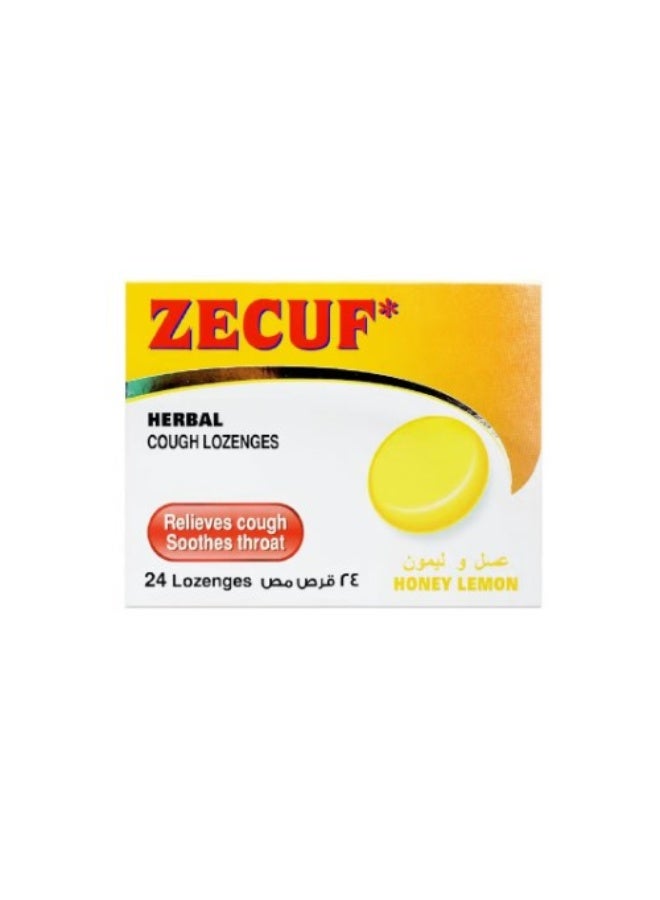 Zecuf Relieves Cough Soothes Throat 24 Lozenges Honey Lemon