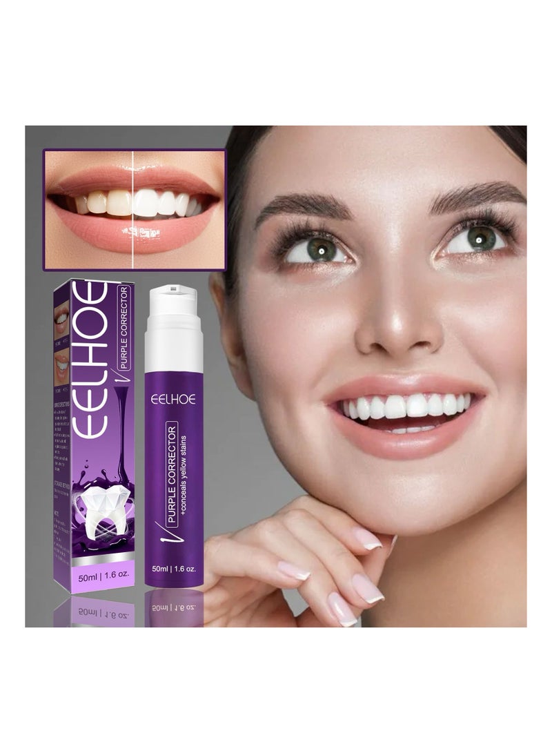 EELHOE Purple whitening toothpaste brightening color corrector teeth whitening for sensitive teeth 50ml true - Image 1