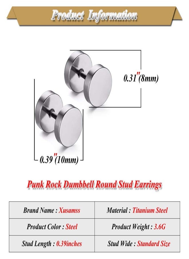 Xusamss Punk Rock Round Titanium Steel Stud Earrings - Image 2