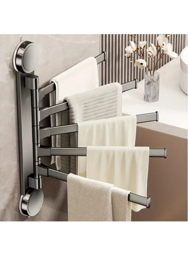 Gun Ash Rotating 5 Rods Suction Cup Towel Rack Wall Mounted Bathroom Organizer - Image 2